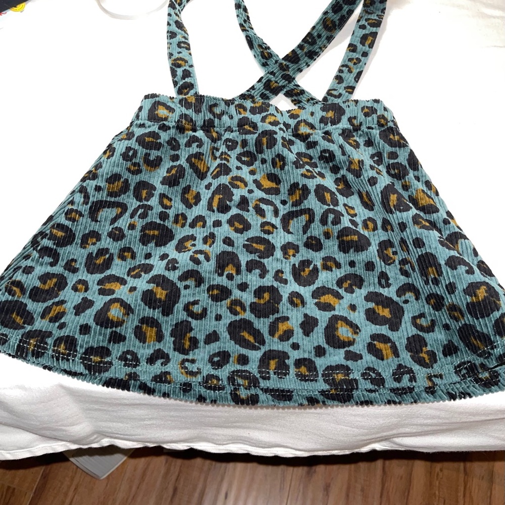 Overall jumper dress‎ Corduroy cheetah print size 3T